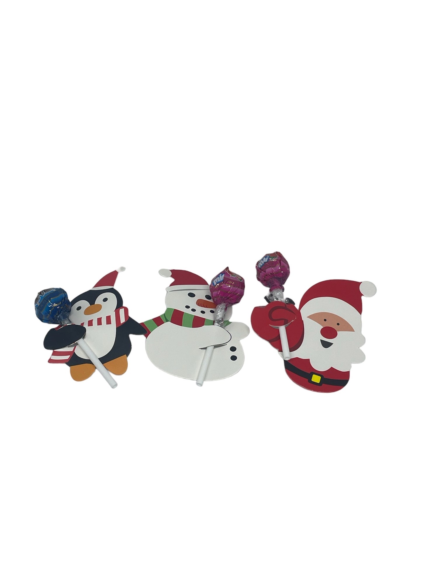 Santa, snowman and penguin lollipop holder